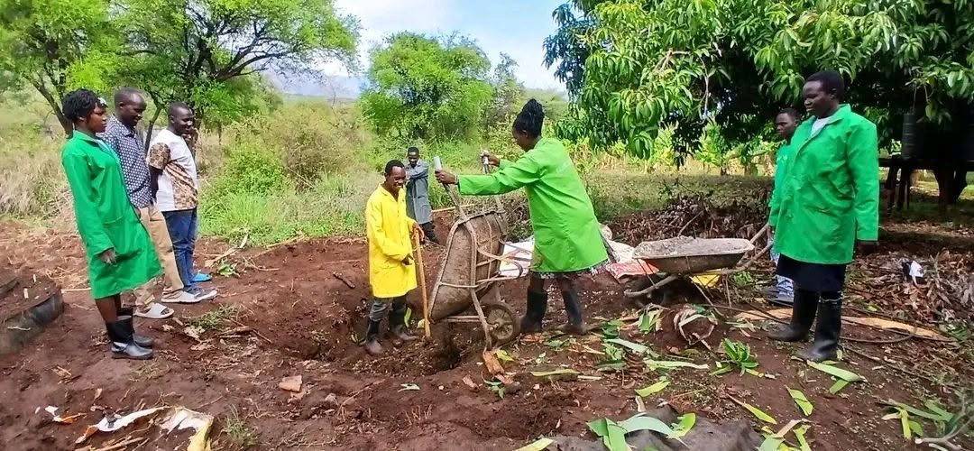 Sustainable Agriculture for Rural Development Level 5 Trainees on Practical session.